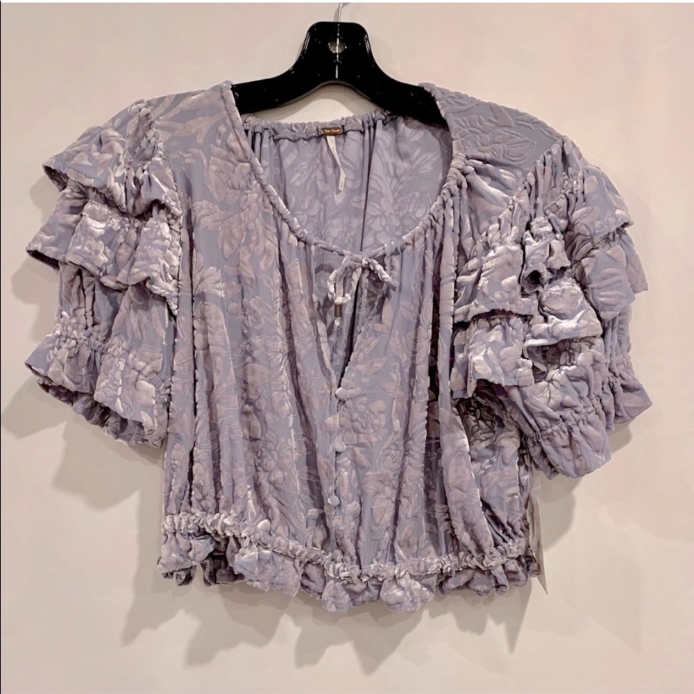 Free People Velveteen Dreams Crop Velvet Top - Picture 2 of 9